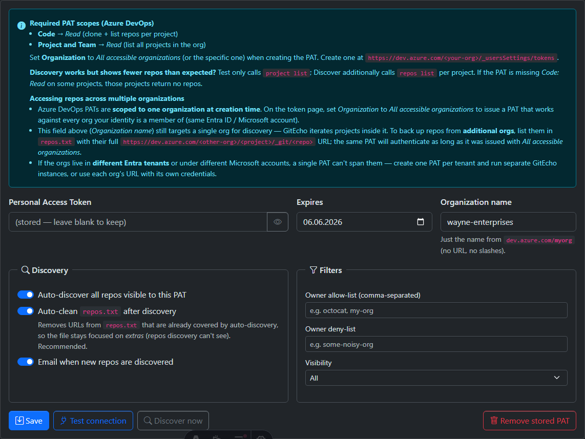 Providers settings