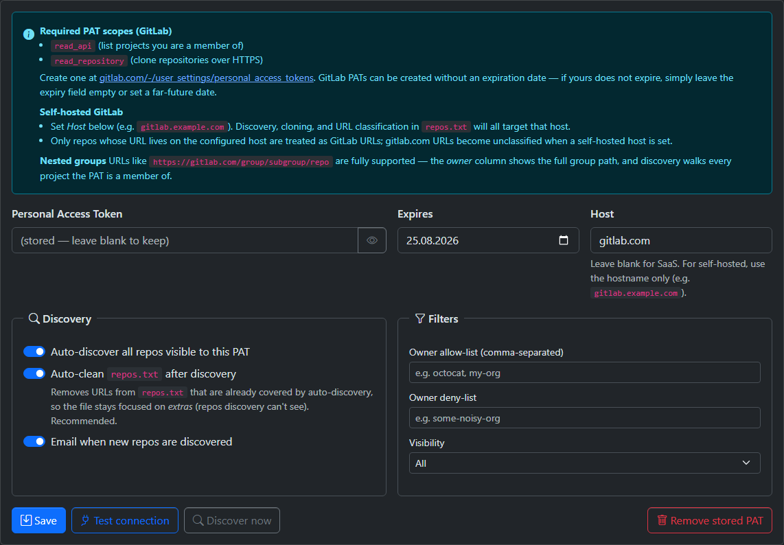 Providers settings